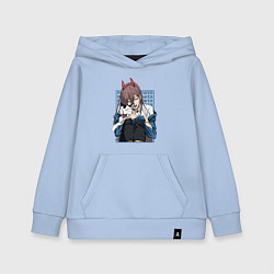 Толстовка детская хлопковая Человек-бензопила Пауэр и кошка, цвет: мягкое небо