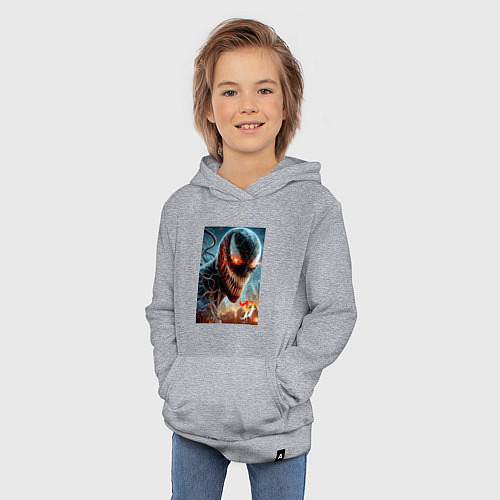 Детская толстовка-худи Ужасный Веном - неоновое свечение / Меланж – фото 3