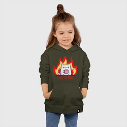 Толстовка детская хлопковая Cat - this is fine, цвет: хаки — фото 2