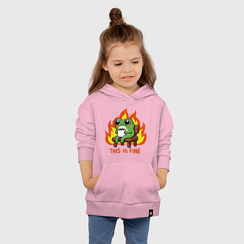 Детская толстовка-худи Frog - this is fine / Светло-розовый – фото 4