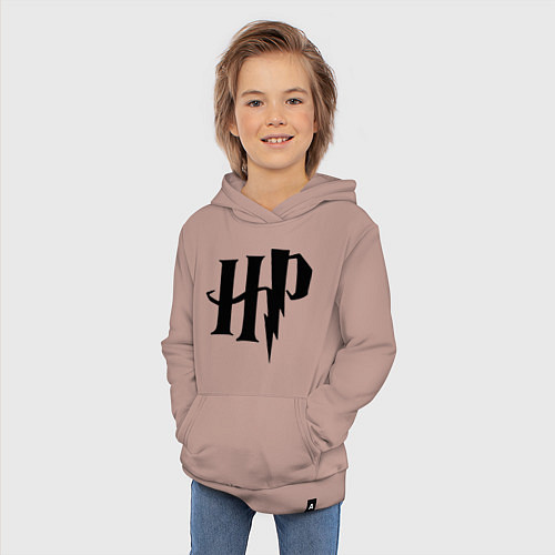 Детская толстовка-худи Гарри Поттер - логотип / Пыльно-розовый – фото 3