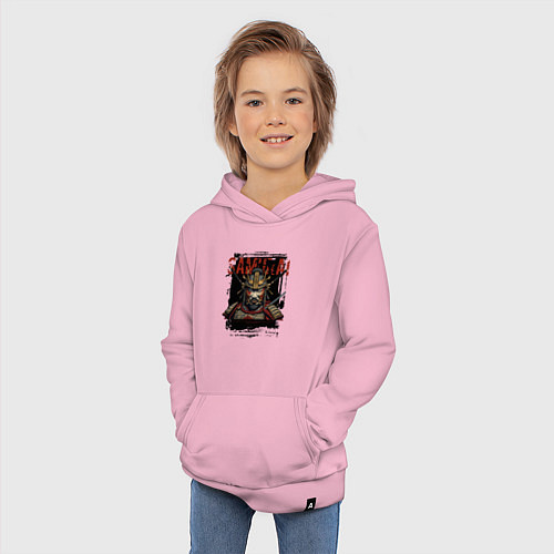 Детская толстовка-худи Самурай в доспехах / Светло-розовый – фото 3