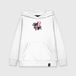 Толстовка детская хлопковая Girl power black and pink, цвет: белый