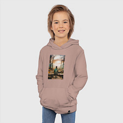 Толстовка детская хлопковая Мальчик на скамейке, цвет: пыльно-розовый — фото 2