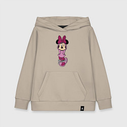 Толстовка детская хлопковая Минни Маус в капюшоне, цвет: миндальный