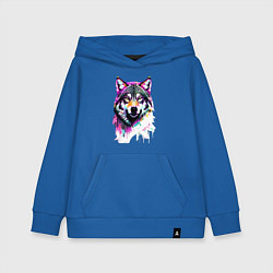 Толстовка детская хлопковая Волчья морда - нейроарт, цвет: синий