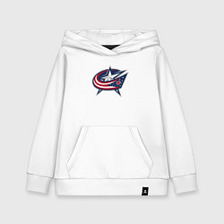 Толстовка детская хлопковая Columbus blue jackets - hockey team - emblem, цвет: белый