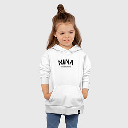 Толстовка детская хлопковая Nina never alone - motto, цвет: белый — фото 2