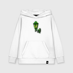 Толстовка детская хлопковая Зелёный уличный фонарь, цвет: белый