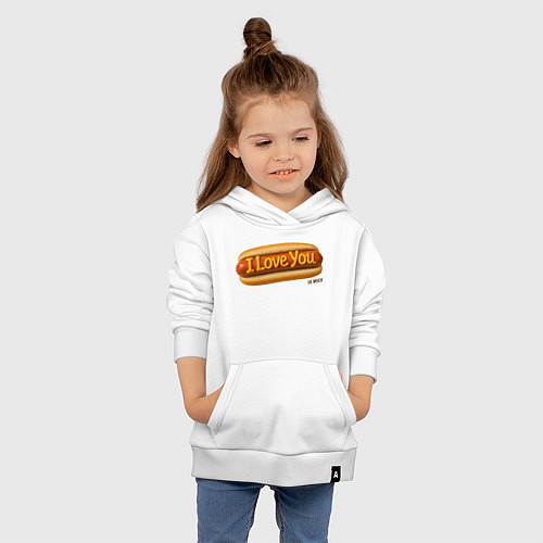 Детская толстовка-худи Hot dog I love you / Белый – фото 4