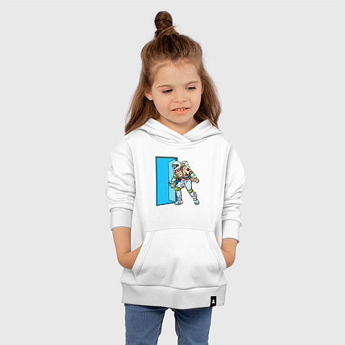 Детская толстовка-худи Астронавт открывает дверь в неизведанное / Белый – фото 4