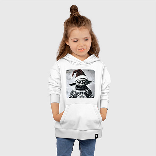 Детская толстовка-худи Винтажный Йода в свитере / Белый – фото 4