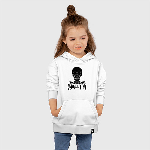 Детская толстовка-худи Skeleton череп / Белый – фото 4