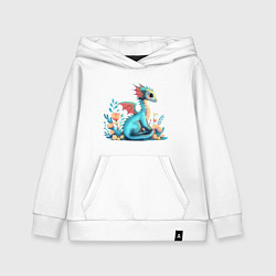 Толстовка детская хлопковая Бирюзовый дракон, цвет: белый