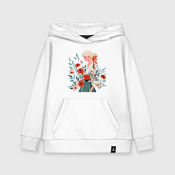 Толстовка детская хлопковая Маки и блондинка, цвет: белый