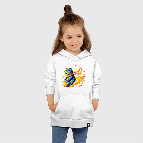 Детская толстовка-худи Медведь-метеорит / Белый – фото 4