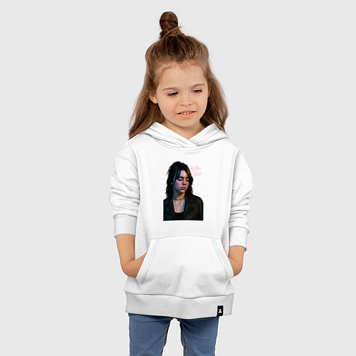 Детская толстовка-худи Билли Айлиш смотрит вниз / Белый – фото 4
