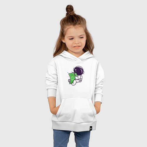 Детская толстовка-худи Космонавт и доллары / Белый – фото 4