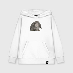 Толстовка детская хлопковая Серый пушистый кролик, цвет: белый