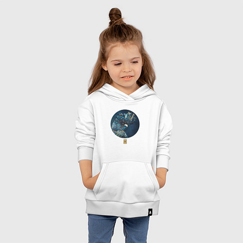 Детская толстовка-худи Попугай акварельный в круге / Белый – фото 4