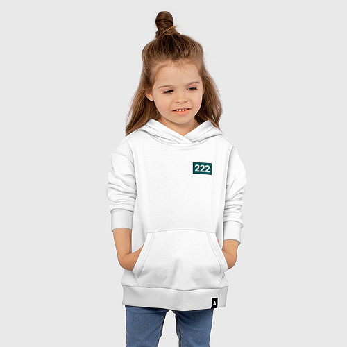 Детская толстовка-худи Номер 222 - Игра в кальмара / Белый – фото 4