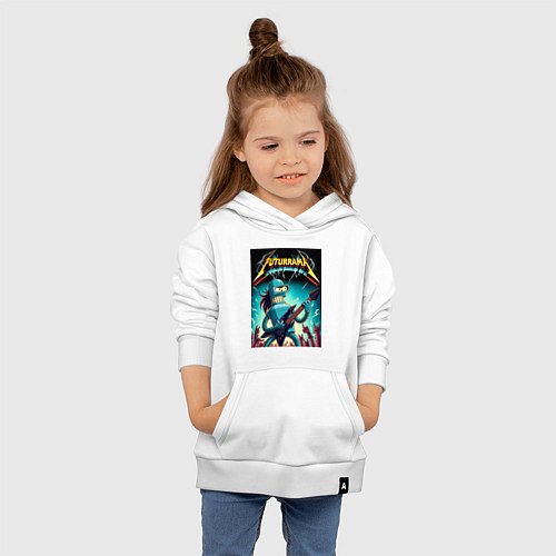 Детская толстовка-худи Хард рок гитарист Бендер лидер группы Футурама / Белый – фото 4
