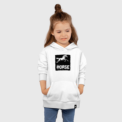 Детская толстовка-худи Лошадь в прыжке / Белый – фото 4
