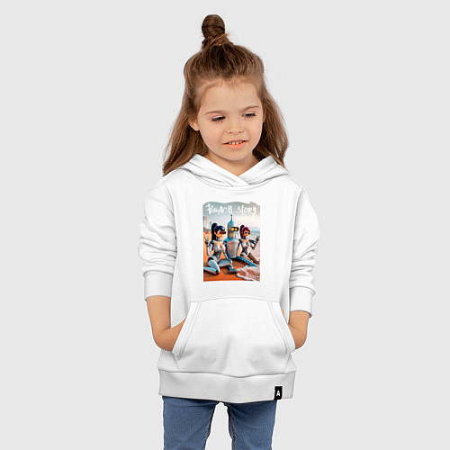 Детская толстовка-худи Бендер с двумя подругами на летнем пляже / Белый – фото 4