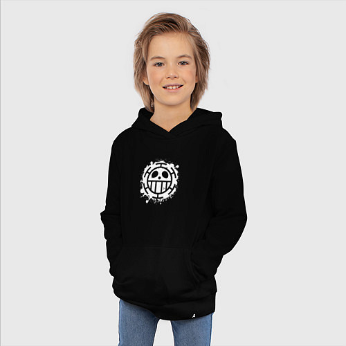 Детская толстовка-худи Пираты сердца - лого / Черный – фото 3