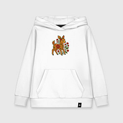 Толстовка детская хлопковая Олененок с узорами, цвет: белый