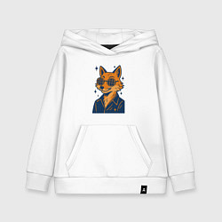 Толстовка детская хлопковая Лиса в очках, цвет: белый