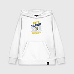 Толстовка детская хлопковая Eat sleep volleyball repeat, цвет: белый