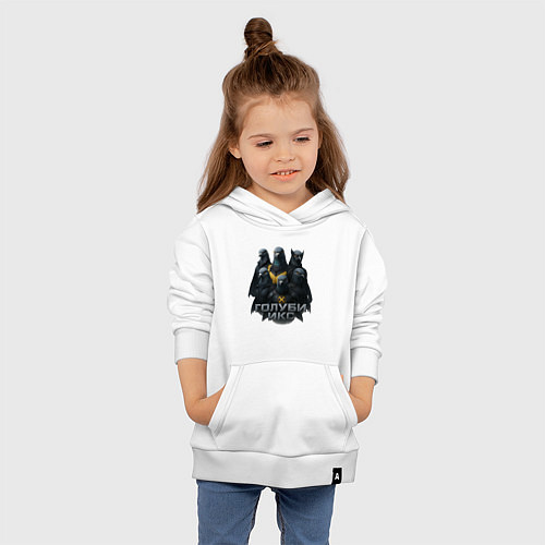 Детская толстовка-худи Голуби Икс / Белый – фото 4