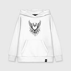 Детская толстовка-худи Сердце с крыльями и розами