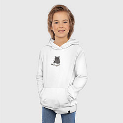 Толстовка детская хлопковая Психолог серый кот, цвет: белый — фото 2