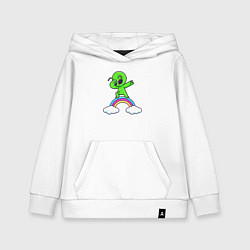 Толстовка детская хлопковая Пришелец на радуге, цвет: белый