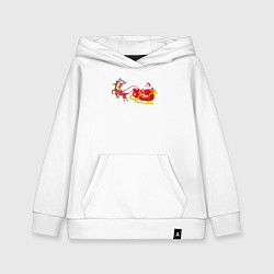 Толстовка детская хлопковая Упряжка оленей с дедом морозом, цвет: белый