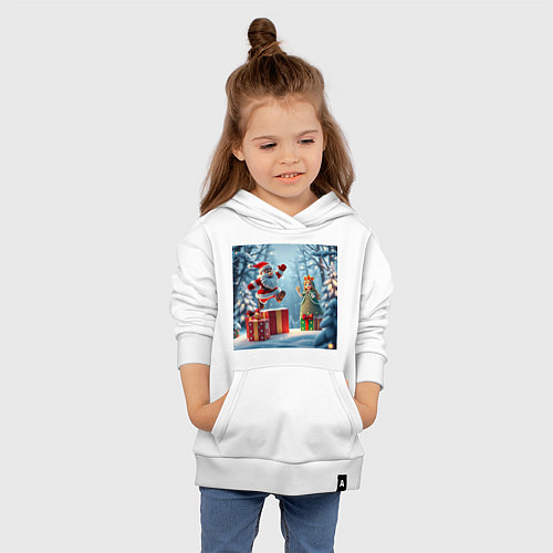 Детская толстовка-худи Дед Морозио и Принцесса Снегурочка: вперёд за пода / Белый – фото 4