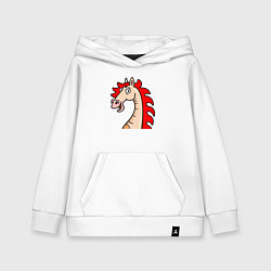 Толстовка детская хлопковая Лошадь с огненной гривой, символ года, цвет: белый