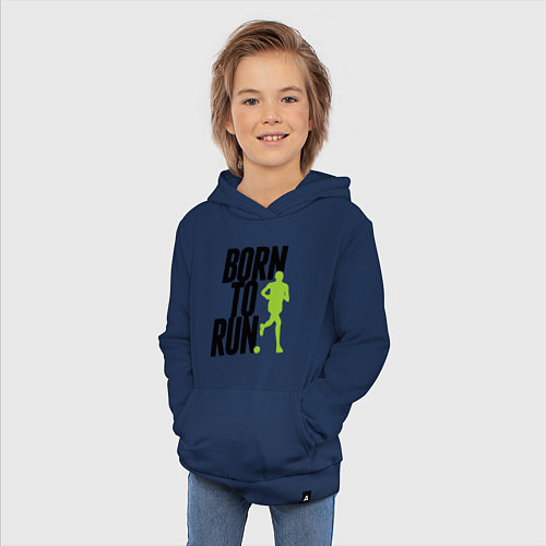 Детская толстовка-худи Рожден для бега / Тёмно-синий – фото 3