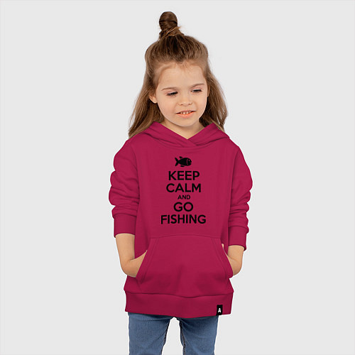 Детская толстовка-худи Keep Calm & Go fishing / Маджента – фото 4