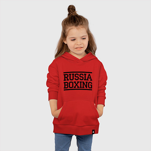 Детская толстовка-худи Russia boxing / Красный – фото 4
