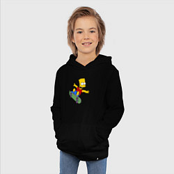 Толстовка детская хлопковая Барт на скейте, цвет: черный — фото 2