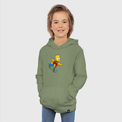 Толстовка детская хлопковая Барт на скейте, цвет: авокадо — фото 2