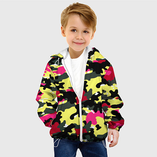 Детская куртка Камуфляж: контраст цветов / 3D-Белый – фото 4