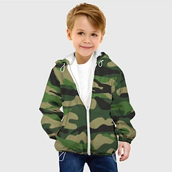 Куртка с капюшоном детская Камуфляж: хаки/зеленый, цвет: 3D-белый — фото 2