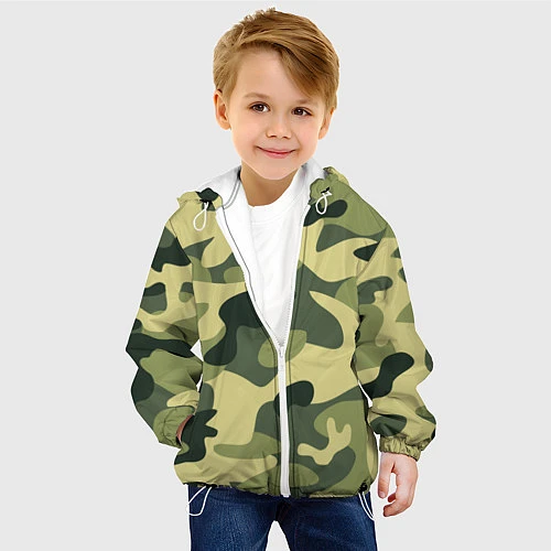 Детская куртка Камуфляж: зеленый/хаки / 3D-Белый – фото 4