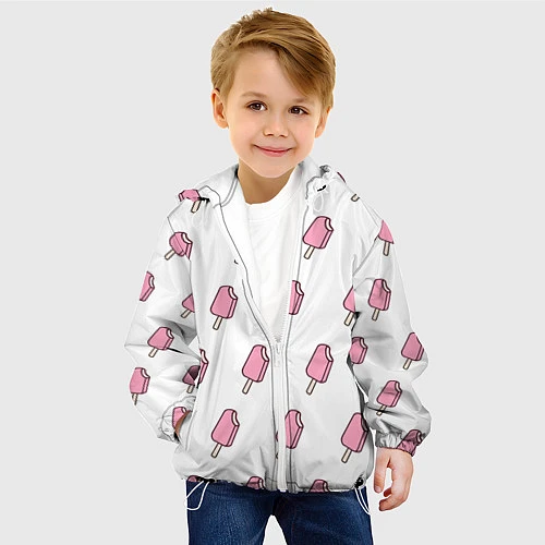 Детская куртка Мороженое розовое / 3D-Белый – фото 4