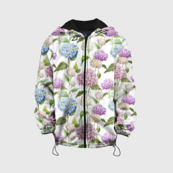 Куртка с капюшоном детская Цветы и бабочки 4, цвет: 3D-черный