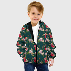 Куртка с капюшоном детская Цветы и бабочки 7, цвет: 3D-черный — фото 2